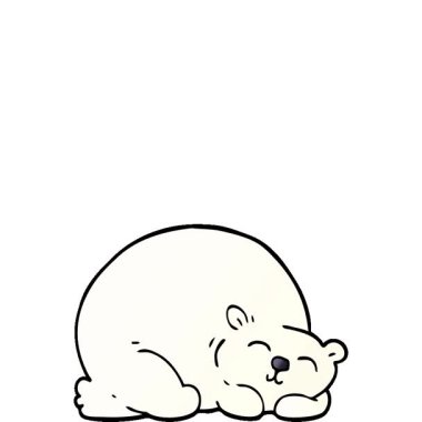 Basit bir çizgi film karikatürü. Mutlu kutup ayısı uyuyor.