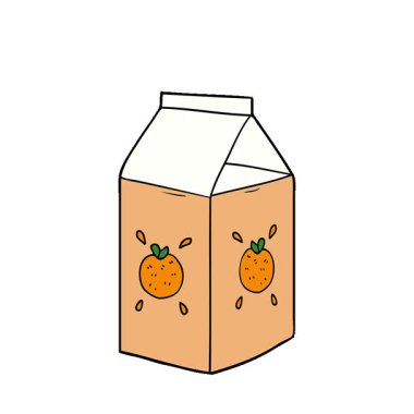 Basit bir çizgi film animasyon portakal suyu kutusu.