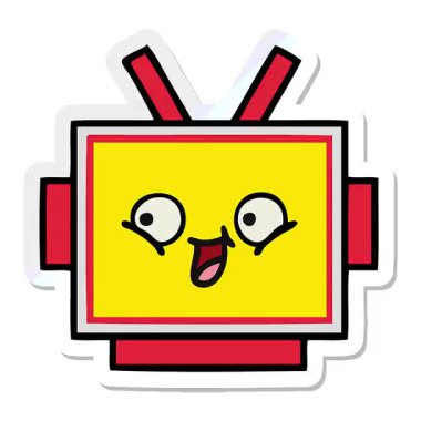 Sevimli bir robot kafasının basit bir döngü hareketli çıkartması.