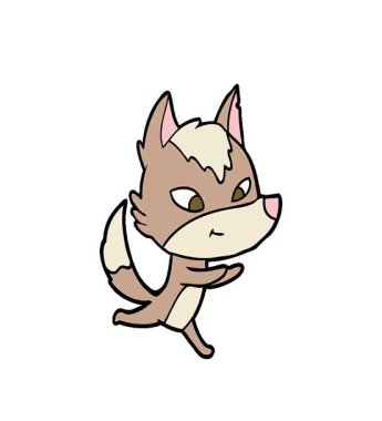 Basit bir döngülü çizgi film kahramanı kurt koşuyor.