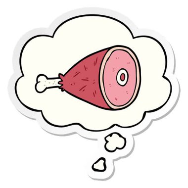 Basit bir döngü animasyon çizgi filmi et pişirirken düşünce baloncuğu baskı etiketi olarak kullanılıyor.