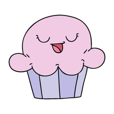 Basit bir döngü hareketli el çizimi komik çizgi film mutlu pastası