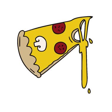 Basit bir döngü hareketli el çizimi çizgi film pizzası dilimi