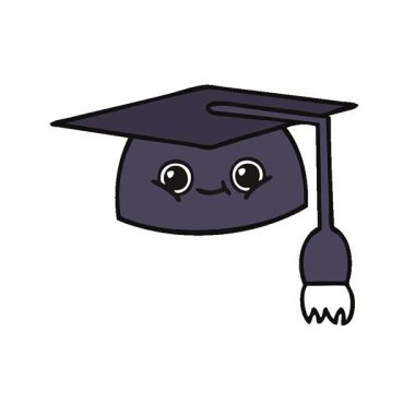 Mezuniyet şapkasının basit bir çizgi filmi.