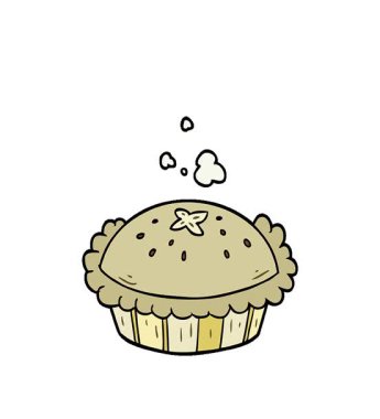 Fırından yeni çıkmış basit bir çizgi film turtası.