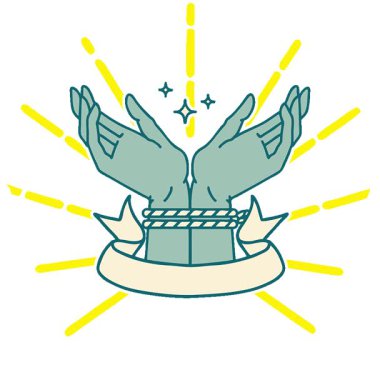 Basit bir döngülü geleneksel dövme. Bir çift bağlanmış el dövmesi.