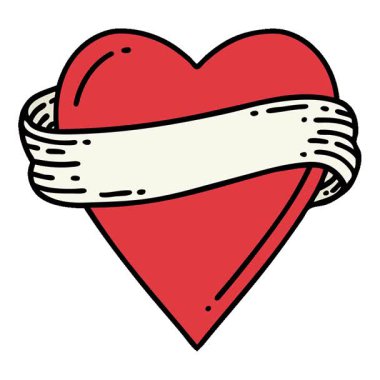 Geleneksel bir kalp ve bayrak şeklinde basit bir döngü dövmesi.