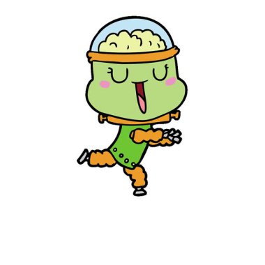 Basit bir döngülü mutlu çizgi film robotu çalışıyor.