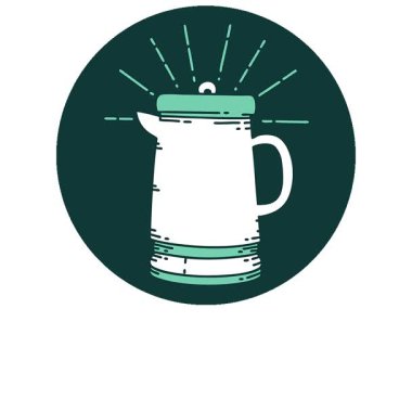 Dövme stili kahve demliğinin basit bir canlandırma simgesi.