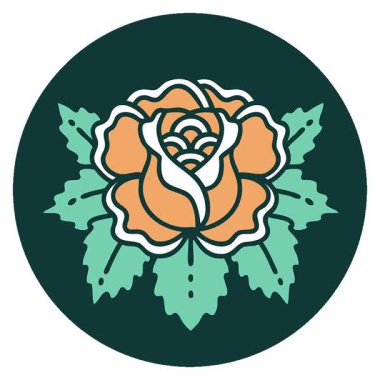 Basit bir döngü ikonik dövme tarzı gül görüntüsü