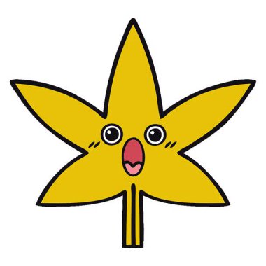 Basit bir sonbahar yaprağının basit bir çizgi filmi.