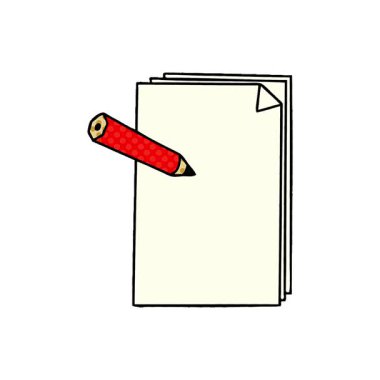 Basit bir çizgi roman tarzı çizgi film kağıdı ve kalemi.