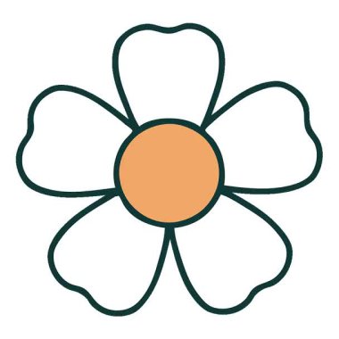 Bir çiçeğin basit bir ikonik dövme görüntüsü