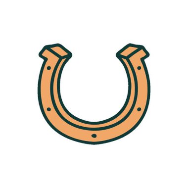 Basit bir döngü ikonik dövme tarzı at nalı görüntüsü