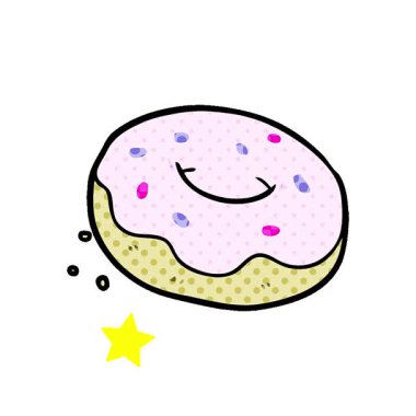 Şekerli basit bir çizgi film donutu.