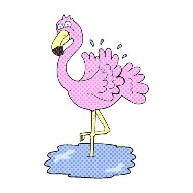 Basit bir serbest çizim çizgi film flamingosu.