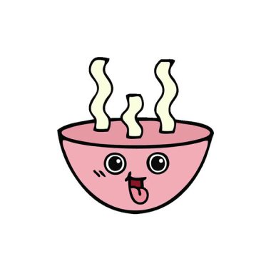 Bir kase sıcak çorbanın basit bir çizgi filmi.