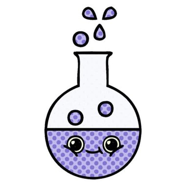 Bir test tüpünün basit bir çizgi roman tarzı çizgi filmi.