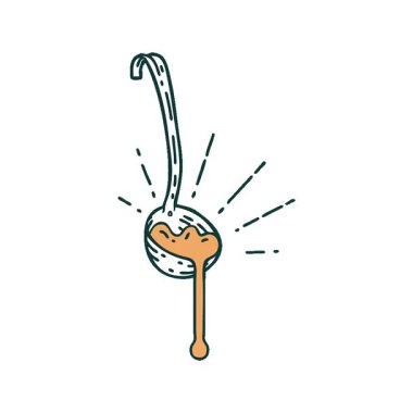 Geleneksel bir et sosu dövme kepçesinin basit bir döngü canlandırması