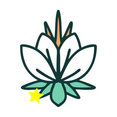 Bir nilüfer çiçeğinin basit bir ikonik dövme görüntüsü