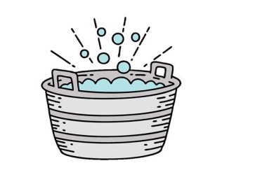 Geleneksel dövme stili teneke bir banyonun basit bir canlandırması