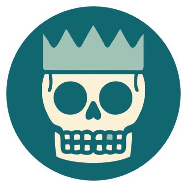 Basit bir döngü ikonik dövme şekli. Kafatası ve taç.