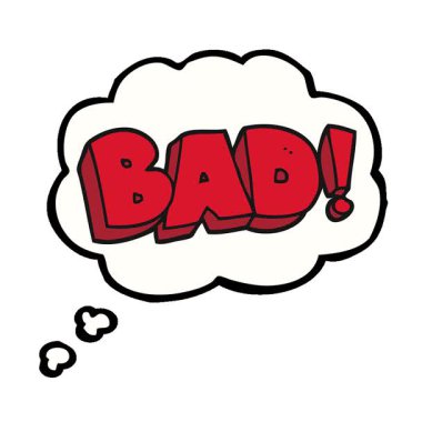 Basit bir döngü çizimi serbest çizim düşünce kabarcığı çizgi filmi Kötü sembol