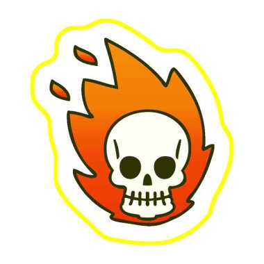 Basit bir döngü animasyon gradyanı gölgeli tuhaf bir karikatür kafatası