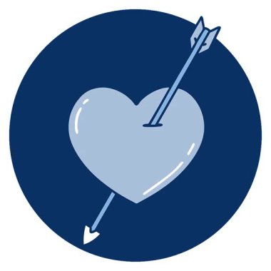 Basit bir döngü ikonik dövme tarzı ok ve kalbin görüntüsü