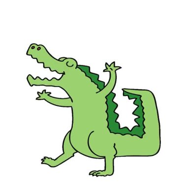 Basit bir döngü hareketli el çizimi tuhaf çizgi film timsahı