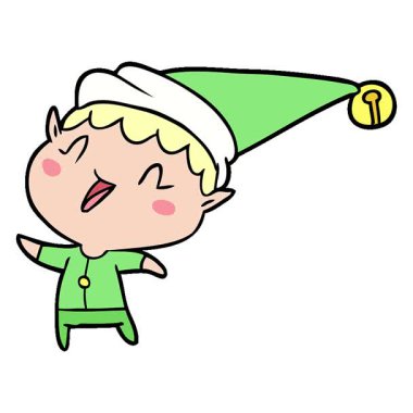 Basit bir çizgi film mutlu noel elfi.