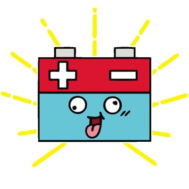 Basit bir döngü animasyon araba aküsünün sevimli çizgi filmi.