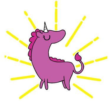 Şirin bir kawaii unicorn çizilmiş basit bir serbest çizim animasyonu