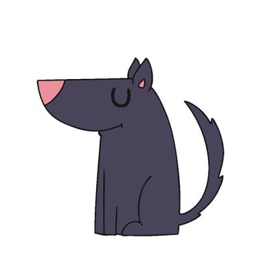 Basit bir döngü çizilmiş çizgi film köpeği.