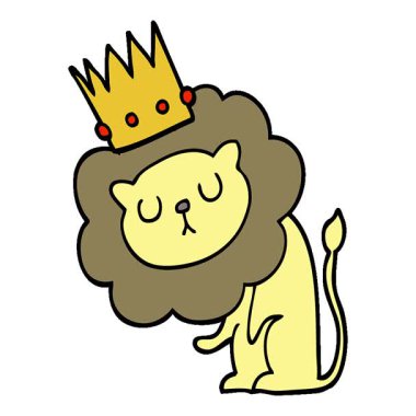 Taçlı basit bir çizgi film aslanı.
