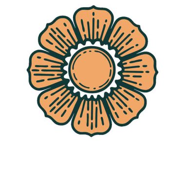 Bir çiçeğin basit bir ikonik dövme görüntüsü