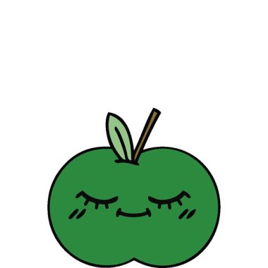 Basit bir ilmek, tatlı bir elma çizgi filmi.