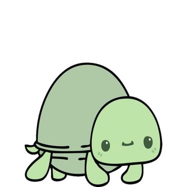 Basit bir çizgi film karakteri kaplumbağası çizimi.