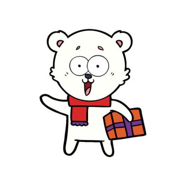 Basit bir döngülü kutup ayısı Noel karikatürü ile