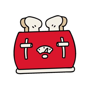 Ekmek kızartma makinesinin basit bir çizgi filmi.