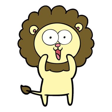 Basit bir döngülü mutlu çizgi film aslanı.