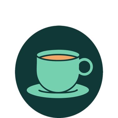 Bir fincan kahvenin basit bir ikonik dövme görüntüsü