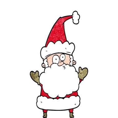 Basit bir çizgi film, kafası karışmış Noel Baba 'nın omuz silkmesi.