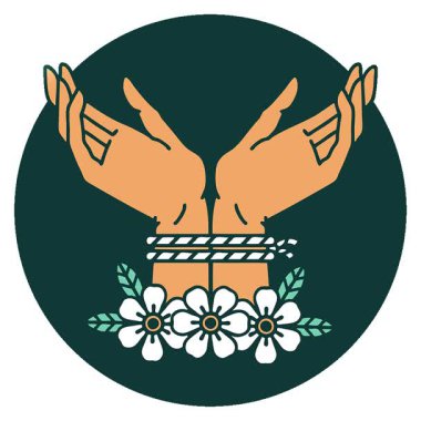 Basit bir döngü ikonik dövme stili elleri bağlı