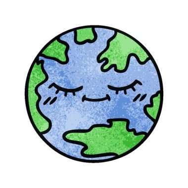 Dünya gezegeninin basit bir geri dönüşümlü grunge dokusu çizgi filmi.