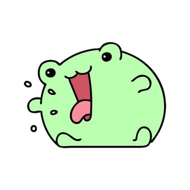 Komik, mutlu bir kurbağanın basit bir çizgi filmi.