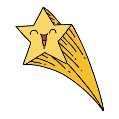 Geleneksel dövme stili kayan bir yıldızın basit bir döngü canlandırması