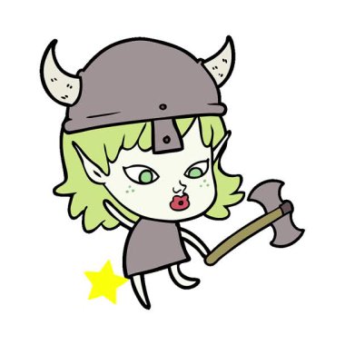 Basit bir döngülü çizgi film karakteri Viking elf kızı.