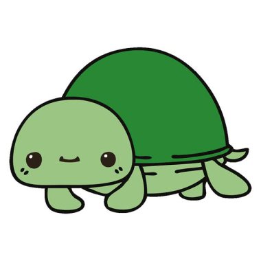 Basit bir çizgi film karakteri kaplumbağası çizimi.