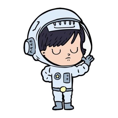 Basit bir döngülü çizgi film astronot kadın.